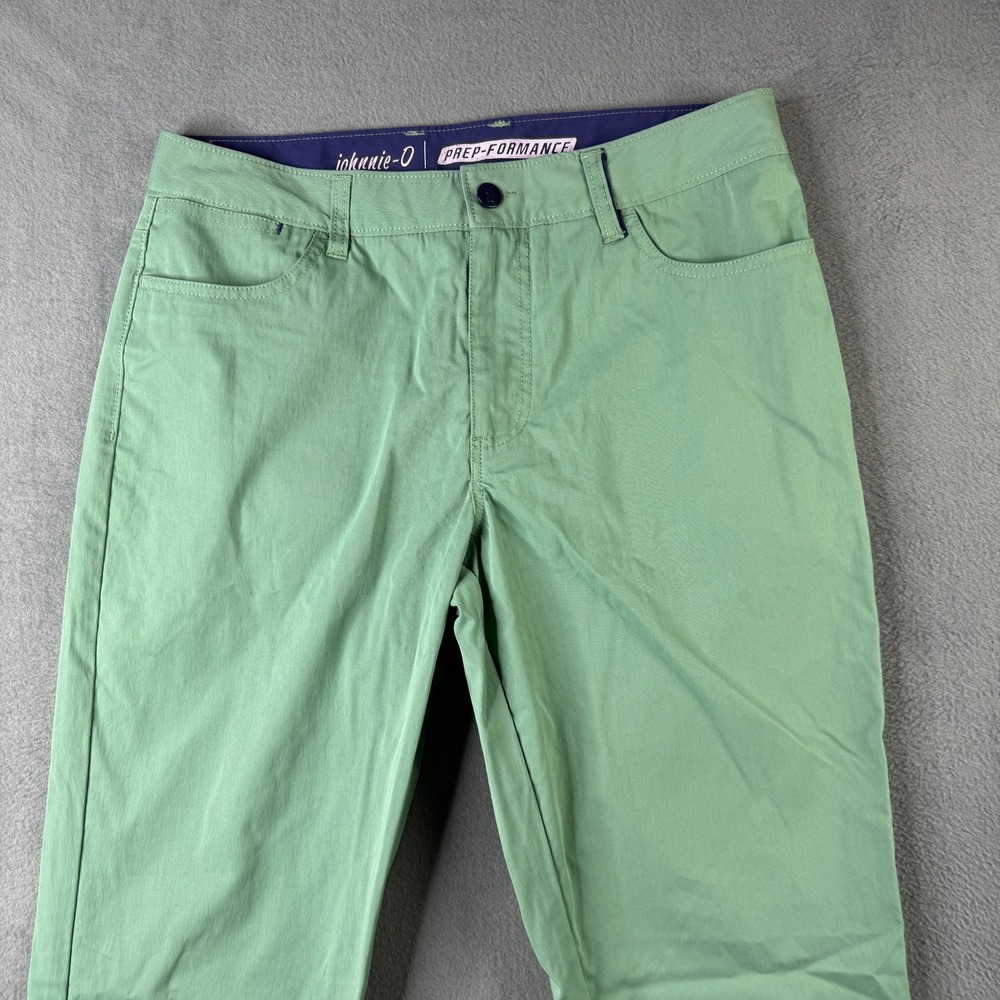 johnnie o Mens PREP-FORMANCE Kiwi Green Chino Pants 33x34 JMPA1200 Golf Stretch - Picture 3 of 10